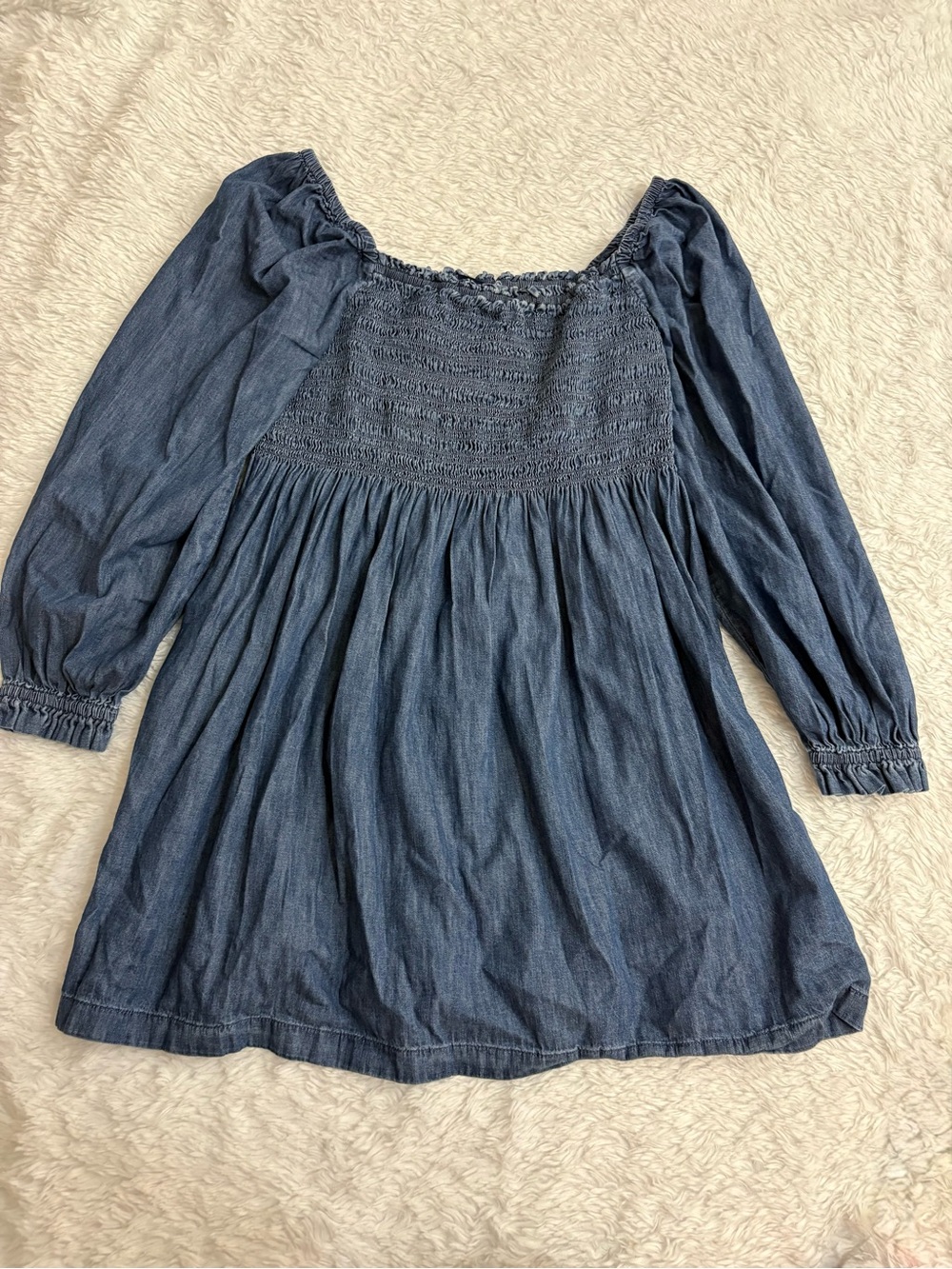 Gap Western Denim Dress Boho
Chic Smocked Ruched PuffLong
Sleeve Womens Large - Picture 2 of 12